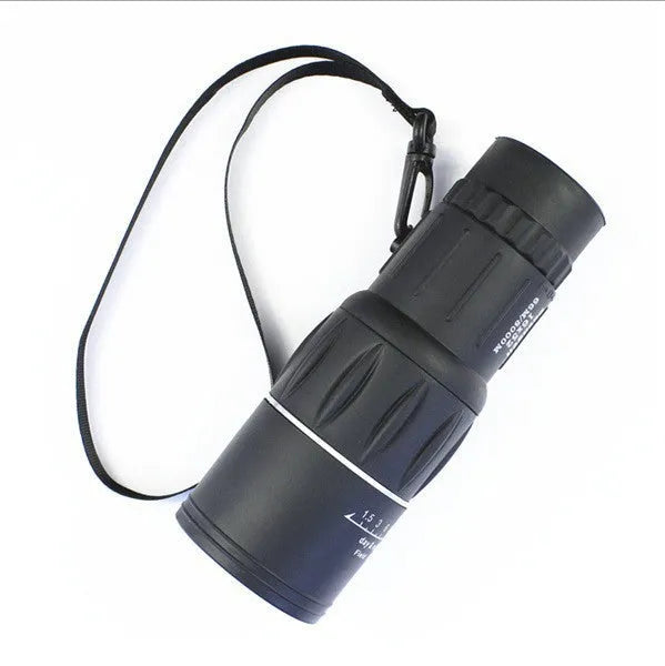 Black 16x52 monocular with 52mm objective lens and roof prism construction