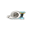 White snail cartoon reflective car sticker measuring 12cm by 8cm