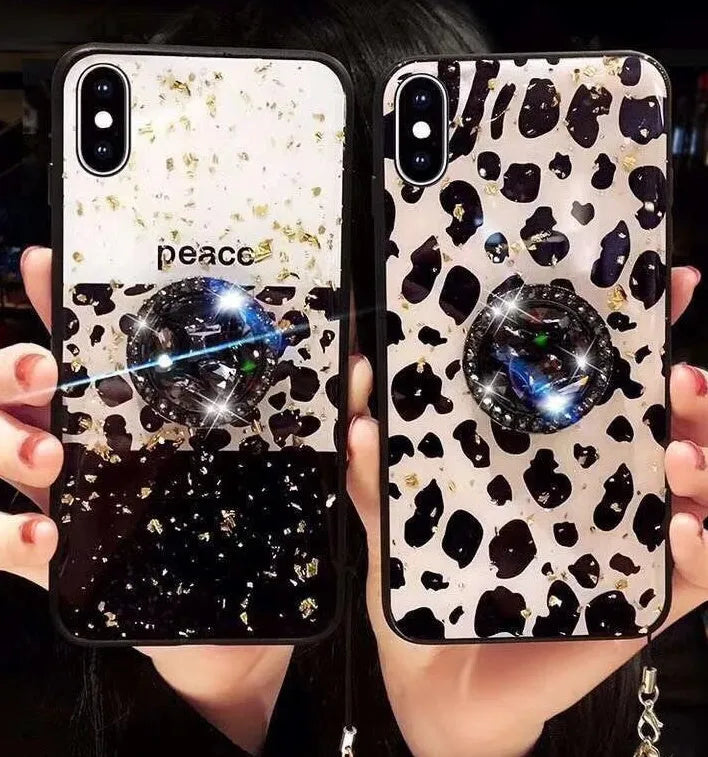 Leopard print TPU phone case back cover for iPhone and Samsung Galaxy models full colour design