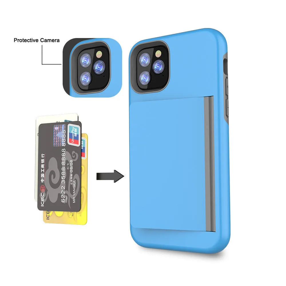 Simple solid-colour iPhone 11 case in black, red, pink, blue, dark blue, and purple options.