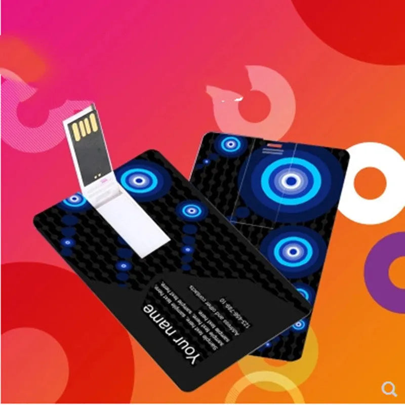 Custom logo USB 2.0 flash drive business card style plastic shell memory stick