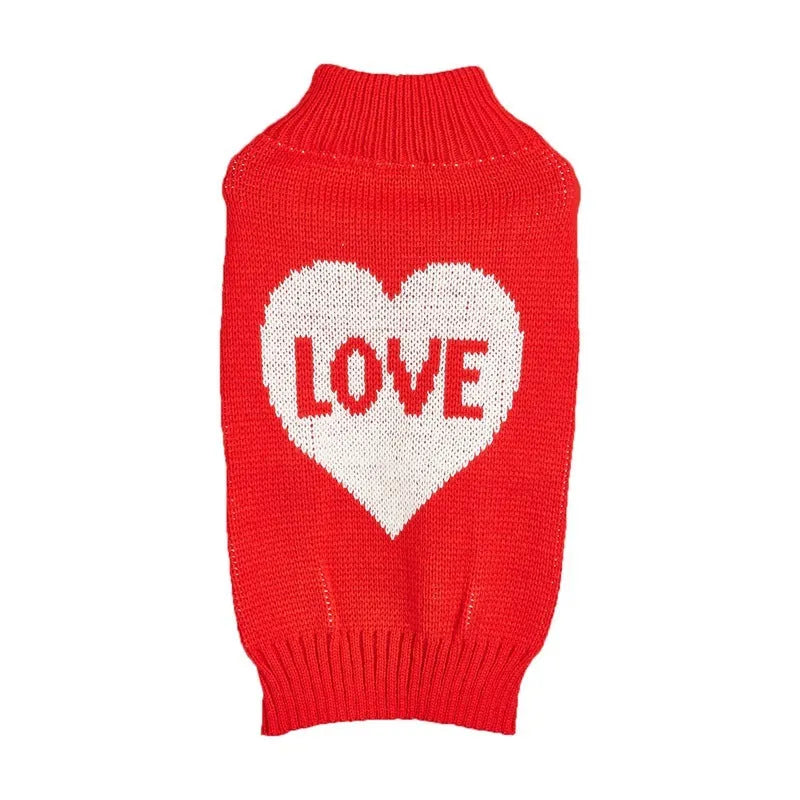 Fashion personality bow and love heart dog sweater in acrylic fabric
