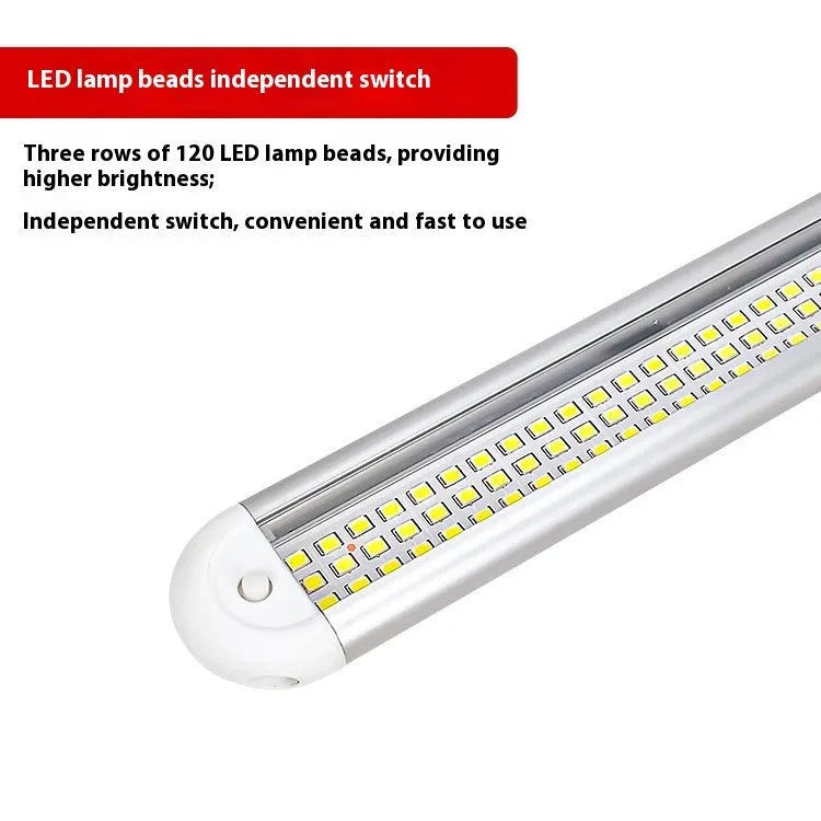 Super bright LED reading light three rows of 120 beads aluminium case for truck or car interior