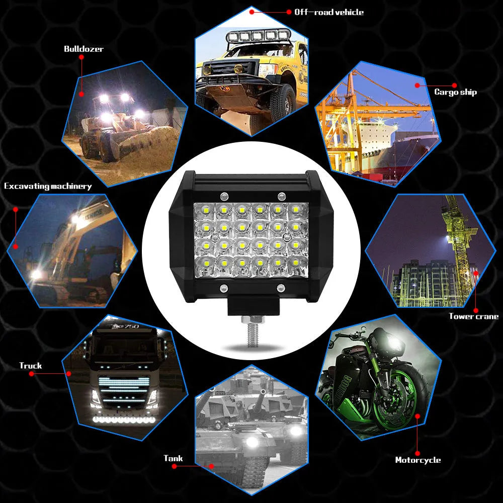 Black LED strip lights with 4 rows of light beads mounted on 304 stainless steel bracket