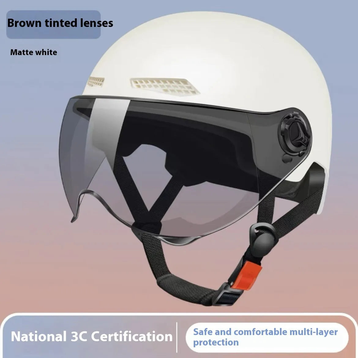 3C certified electric motorcycle helmet with sun protection visor in ice crystal grey colour