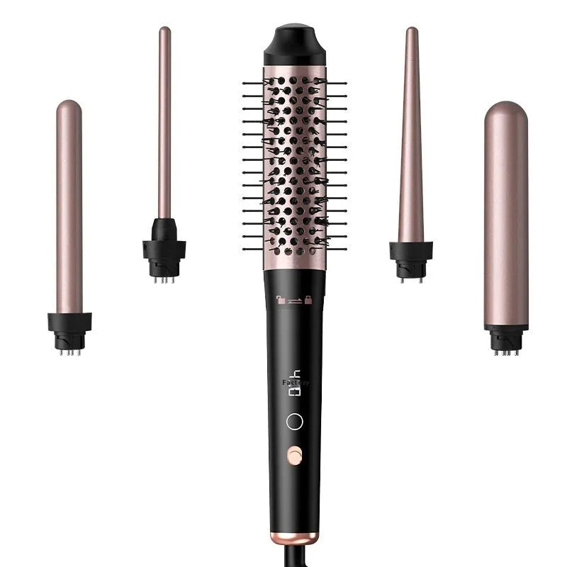 Automatic large wave hair curler in rose gold or black with three included headbands