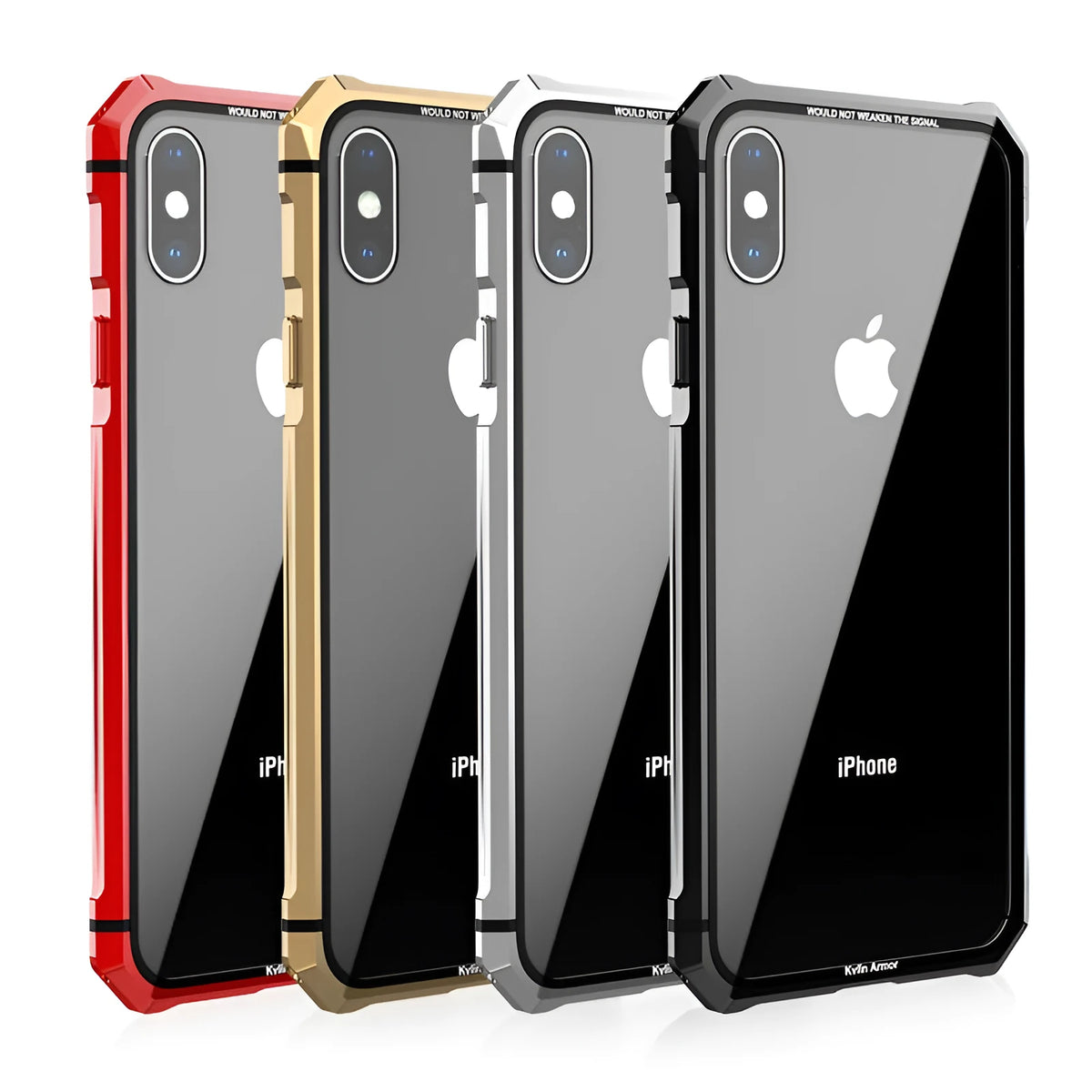 Transparent tempered glass phone case with metal aluminium frame for iPhone shockproof protection, black colour option