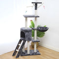 Cat climber cat house 140cm high with beige platforms and sisal scratching posts