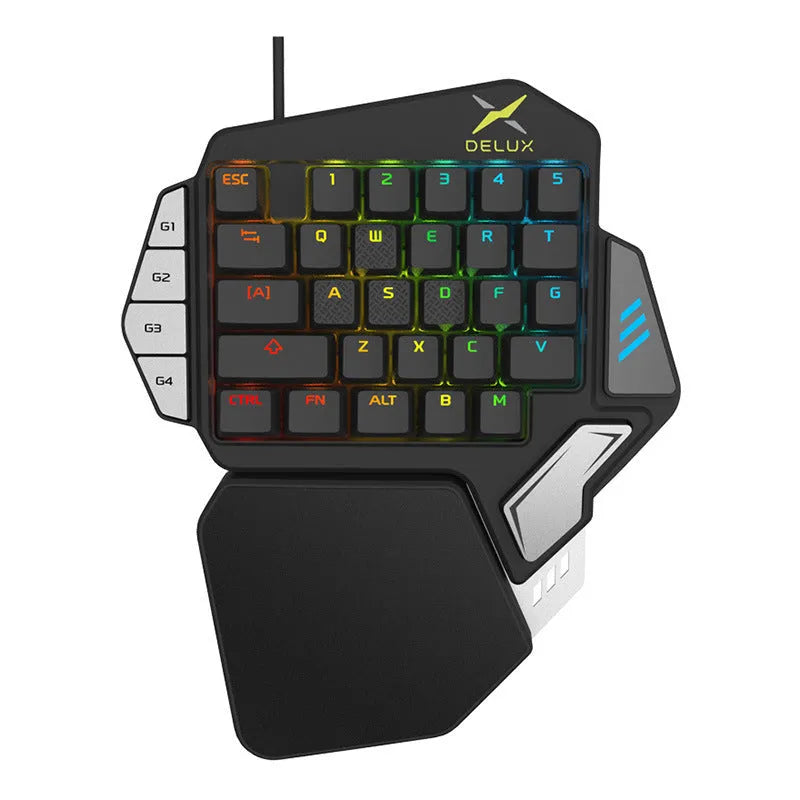 T9X one-handed mechanical gaming keyboard in black with wired USB connection