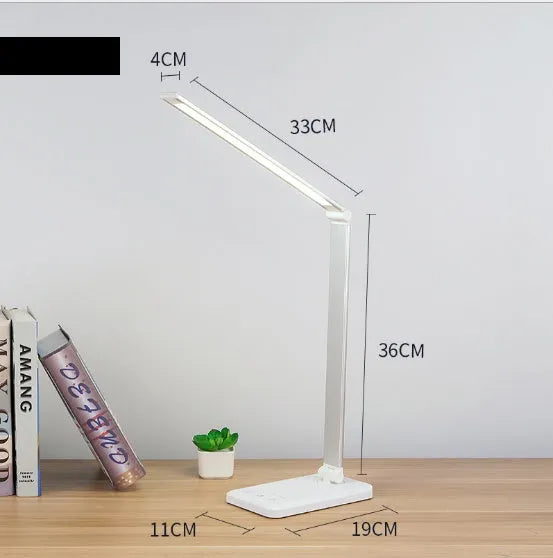 Wireless charging LED desk lamp with rotating head and USB port, Black colour