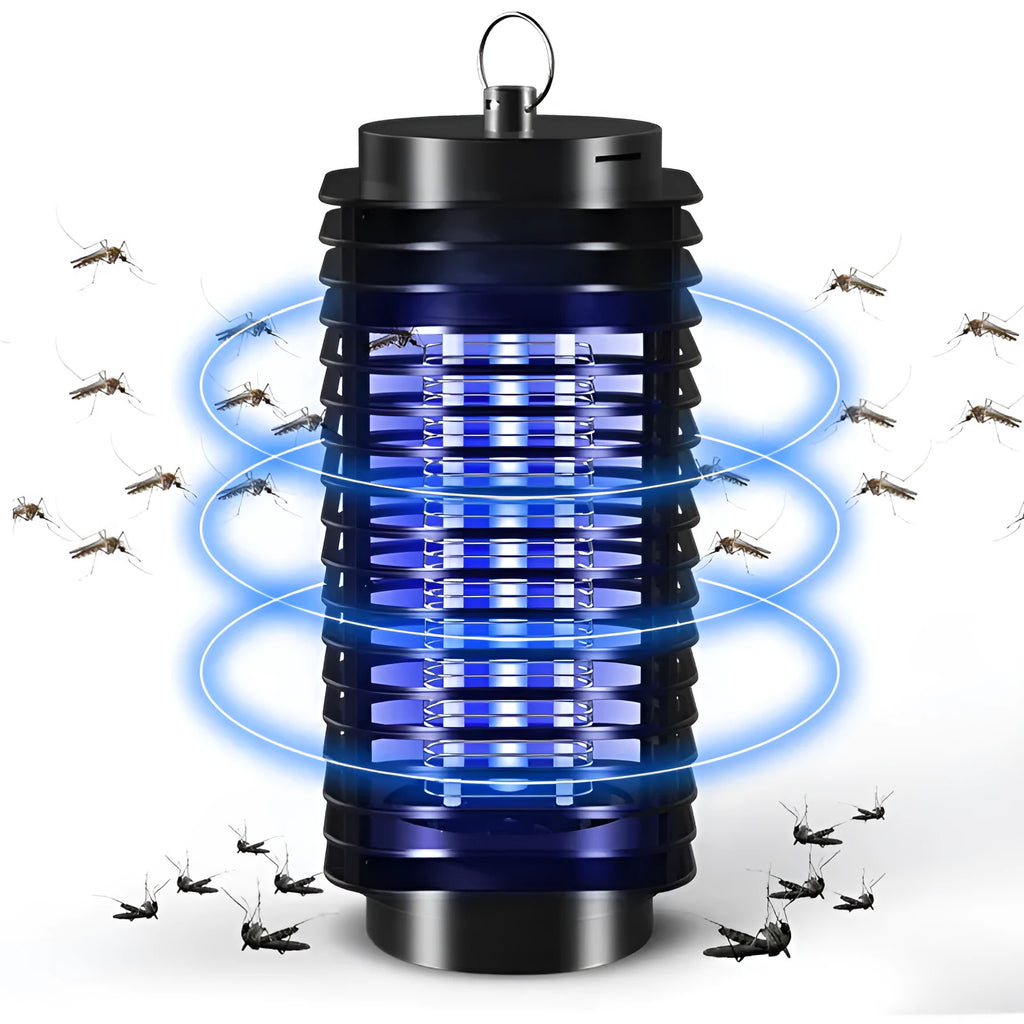 Black Hanging King Kong electric mosquito killer lamp with a metal grid and choice of international power plugs.
