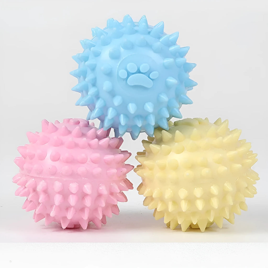 TPR dog chewing toy 6cm rubber ball with footprint texture for pet tooth cleaning