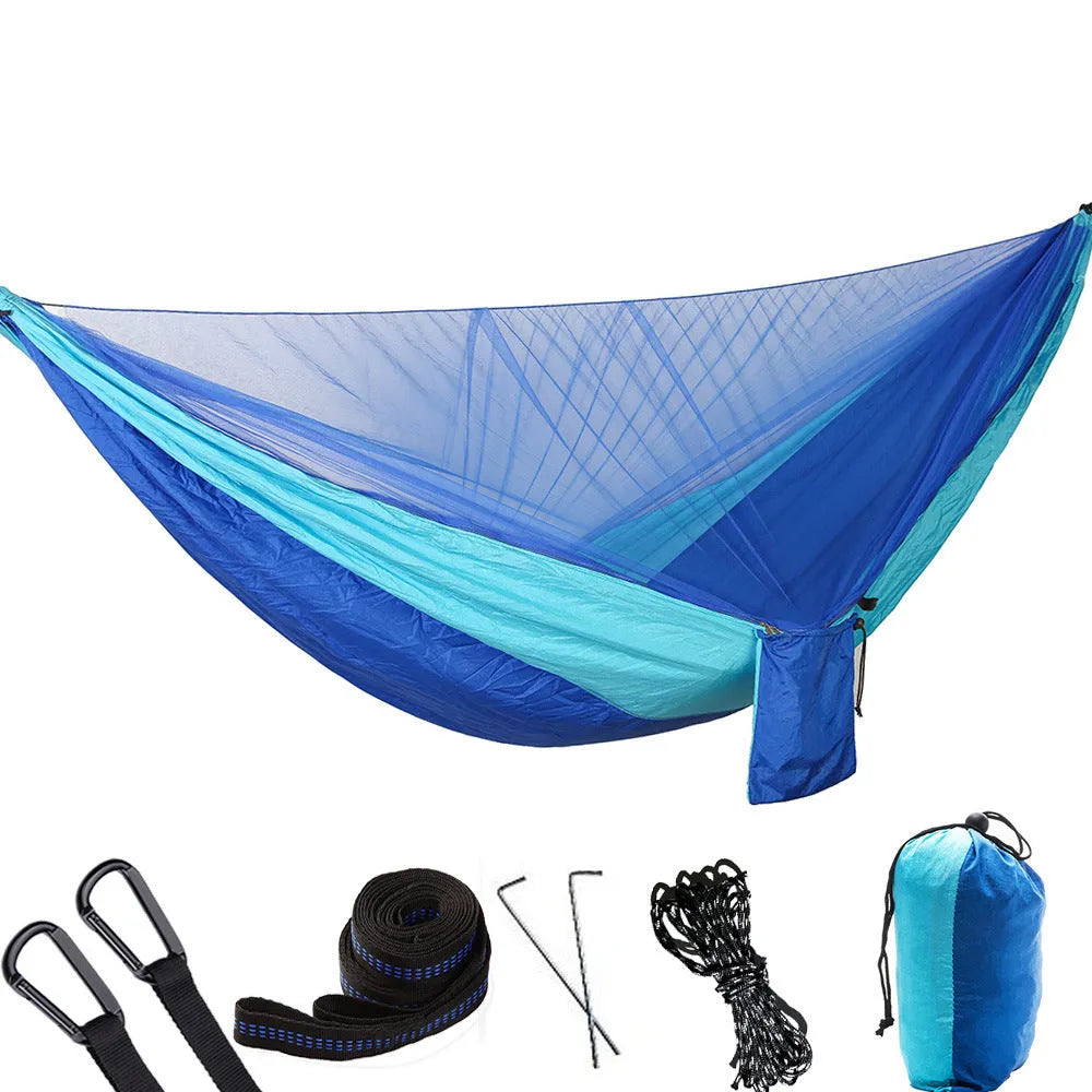Anti-mosquito camping hammock in army green, nylon, 290x140cm, 200kg load