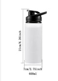 White aluminium sports cycling water bottle for cold drinks with 600ml and 750ml capacity options