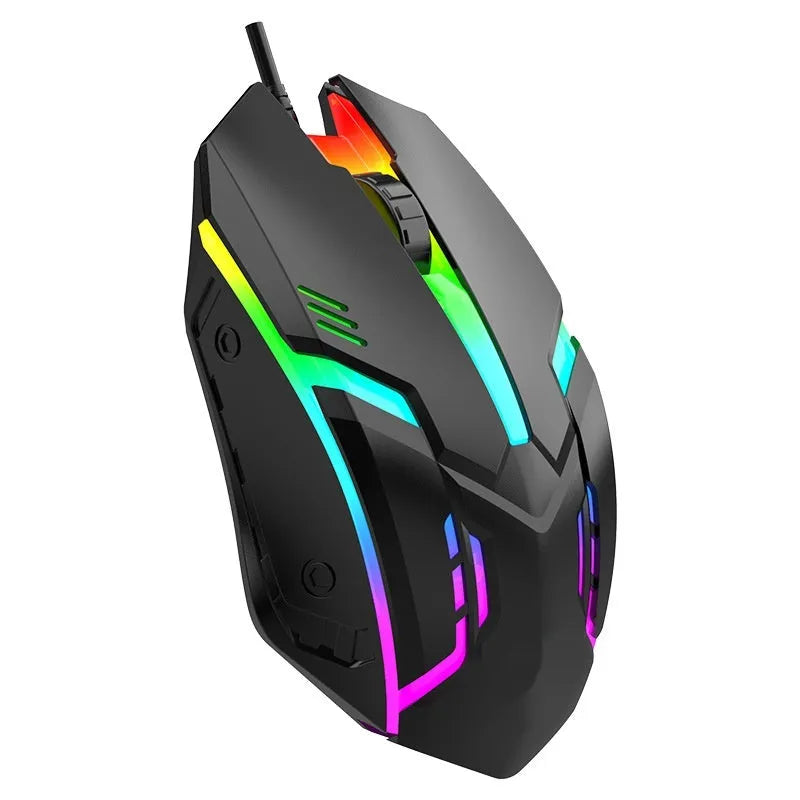 E-sports weighted wired USB mouse in black with large plastic body for desktop gaming