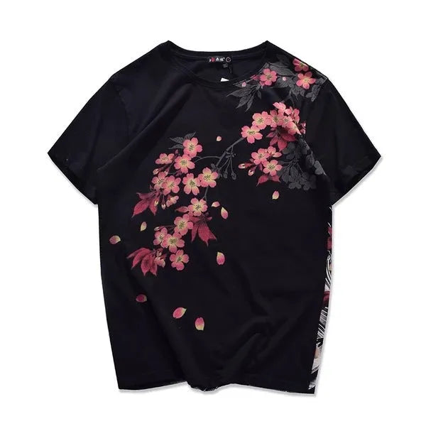 Squid pattern casual cotton T-shirt in white with a black squid graphic print