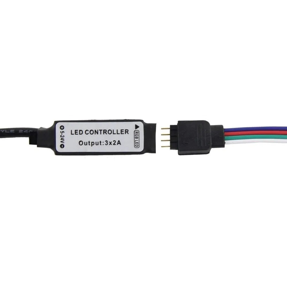 1 metre USB LED light strip showing white, blue, warm white, red, polychromatic, and green colour options