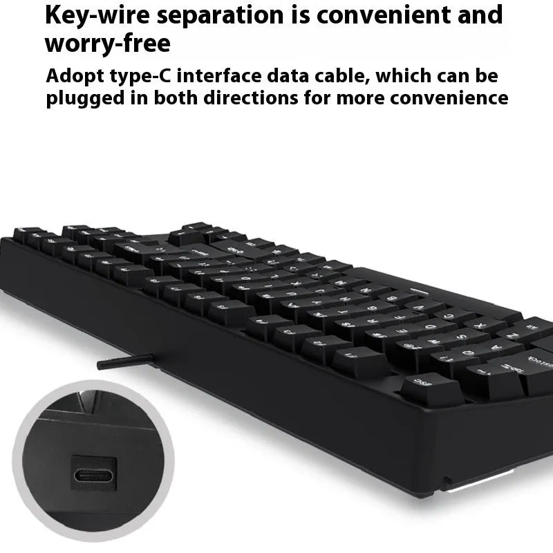 87-key hot-swappable mechanical gaming keyboard with dual-colour keycaps and metal frame