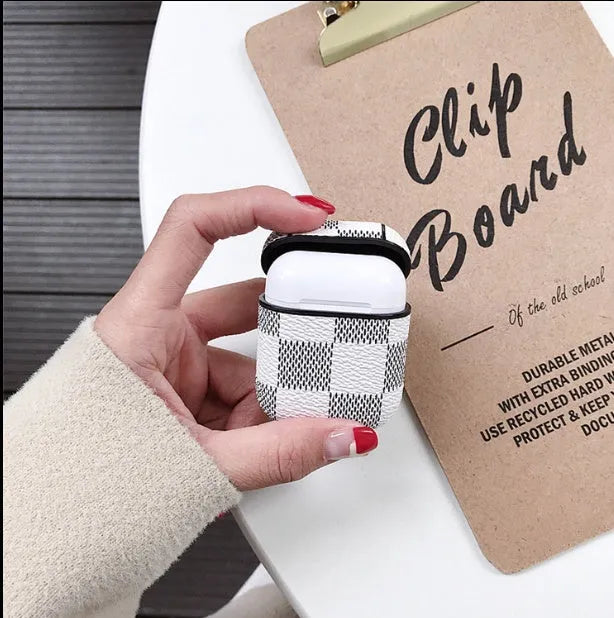 Lattice pattern plastic hard shell cover for AirPods 2nd generation case in multiple colour options.