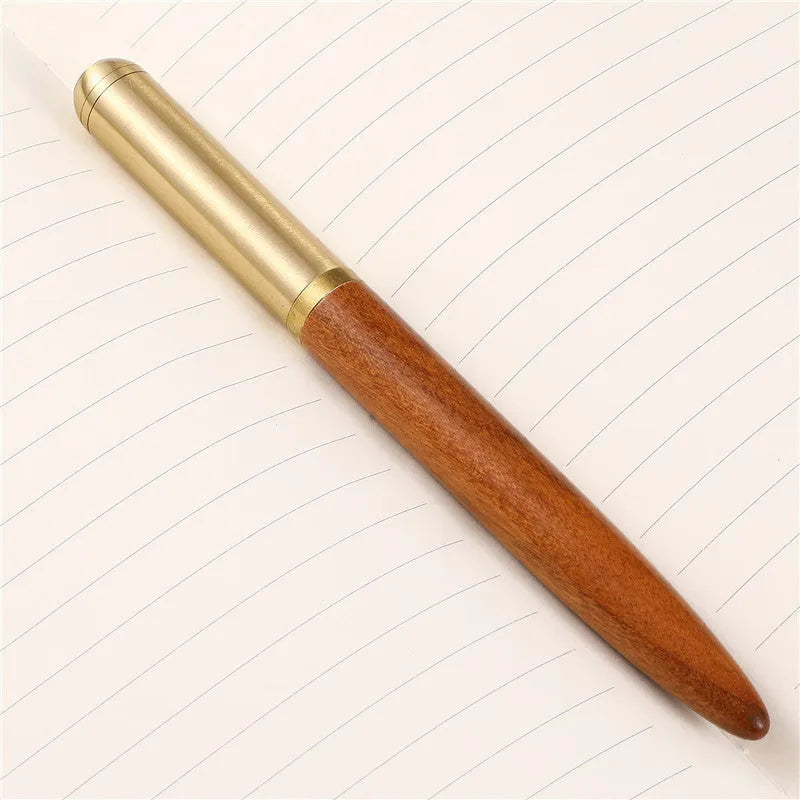 Business fountain pen with stainless steel nib and wood body in multiple colours