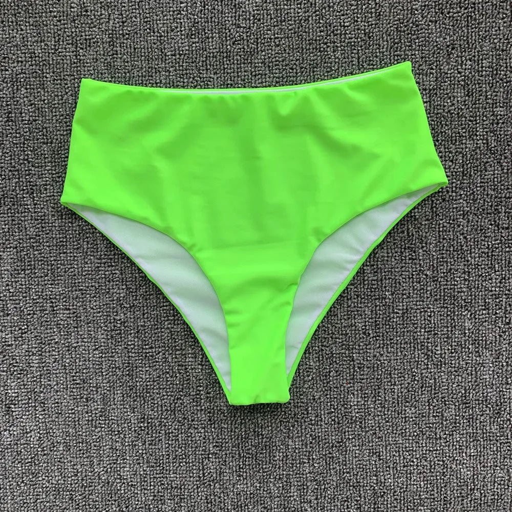 Summer bikini two piece spandex swimsuit in green and rose red for women