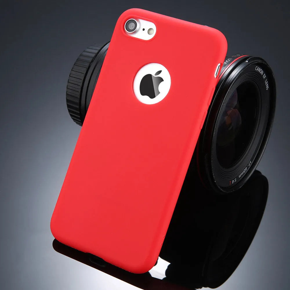 Candy colour soft silicone TPU phone case for iPhone, shown in various colours.