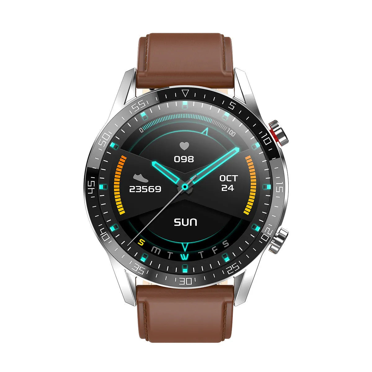 L13 heart rate smart watch on wrist with 1.3 inch screen showing step count and heart rate data