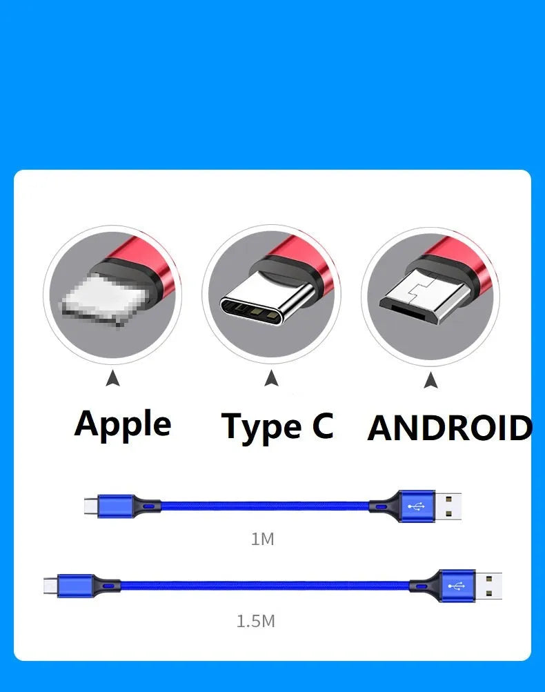 2 metre long mobile phone data cable in multiple colour options