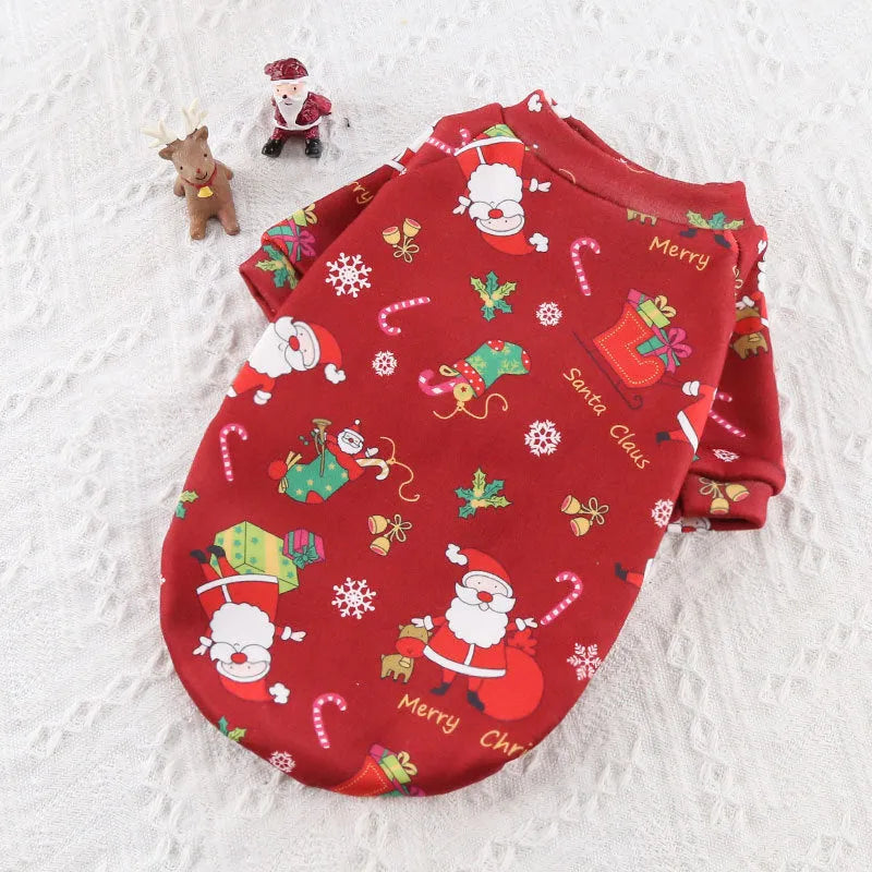 Dog Christmas pet clothing in red green colours casual four-legged cloth garment for small to large dogs