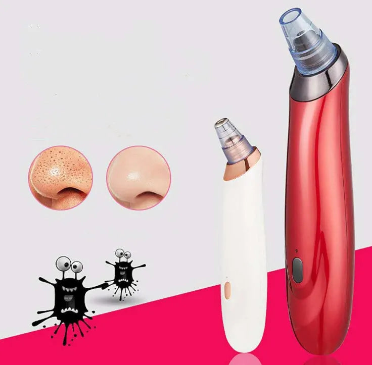 Electric blackhead remover device with vacuum suction and multiple nozzle attachments