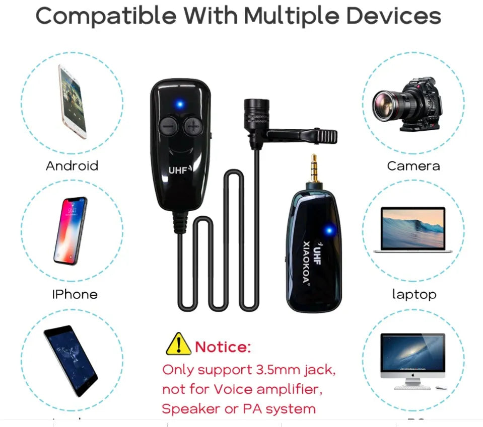 Black lavalier microphone with 3.5mm plug for mobile phones