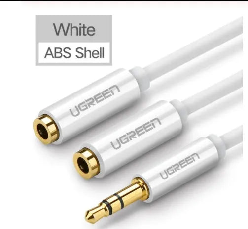Black 3.5mm earphone cable measuring 20cm long with gold-plated connectors