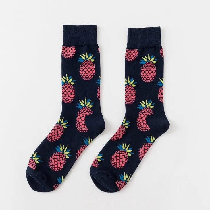 Happy fruit banana print tube socks for men women high-density cotton one size 39-43 colour options
