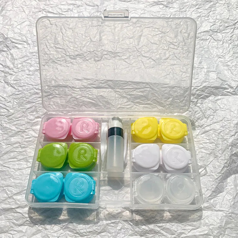 Rectangular electronic contact lens case with vibration cleaning in multiple colour options