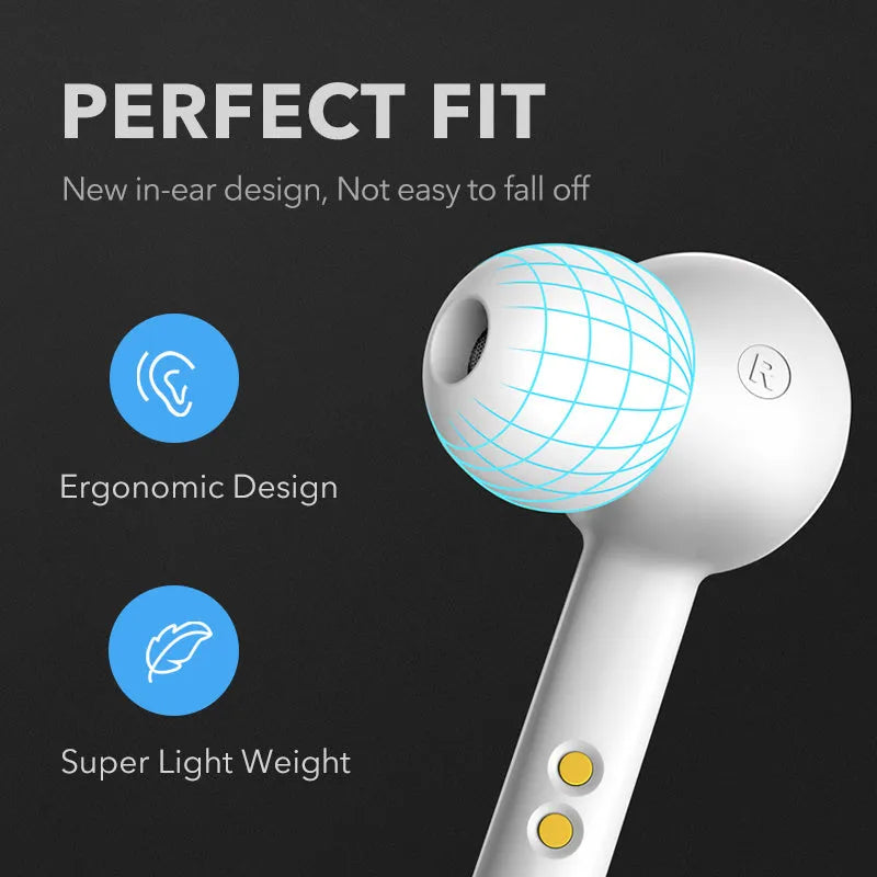 Black TWS wireless Bluetooth earbuds with IPX5 waterproof rating