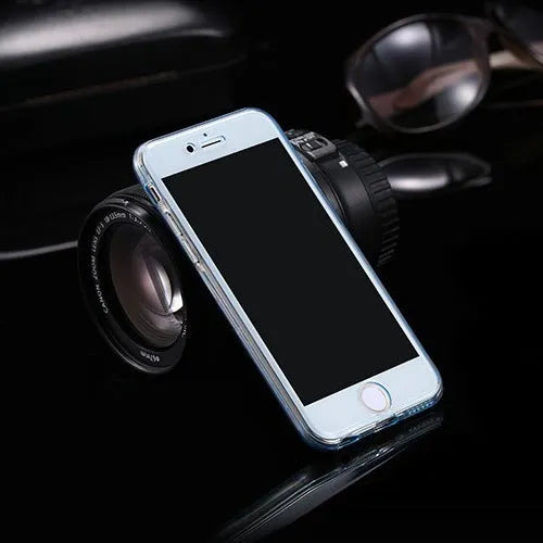 360 degree all inclusive TPU phone case for iPhone in black showing front and back covers
