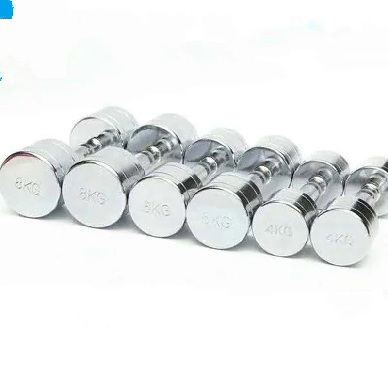 Pure steel 1kg dumbbell with silver electroplated finish and ergonomic handle