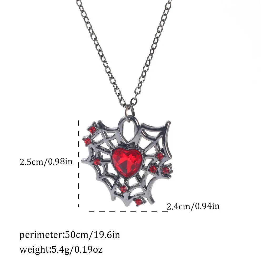 Dark style Halloween necklace with electroplated zinc alloy spider or bat pendant for Gothic costume wear