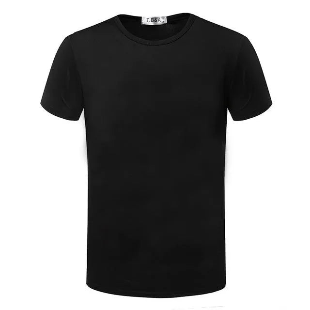 Men's short sleeve O-neck slim T shirt shown in gray, red, and white, sizes L to XXXL