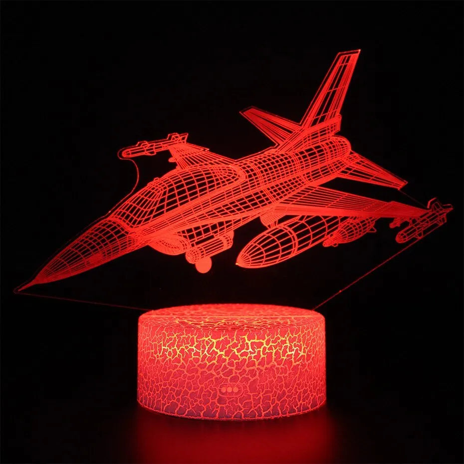 Cartoon airplane shaped wall night light with acrylic panel and touch switch.