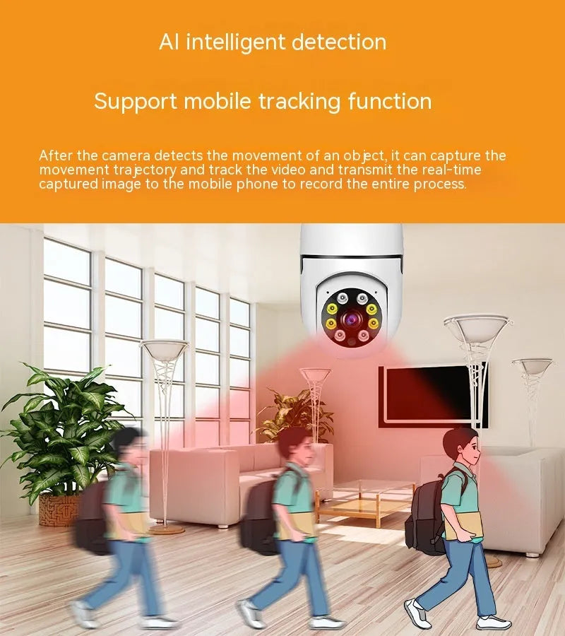 Wireless wifi bulb security camera with 1080p night vision for indoor and outdoor monitoring