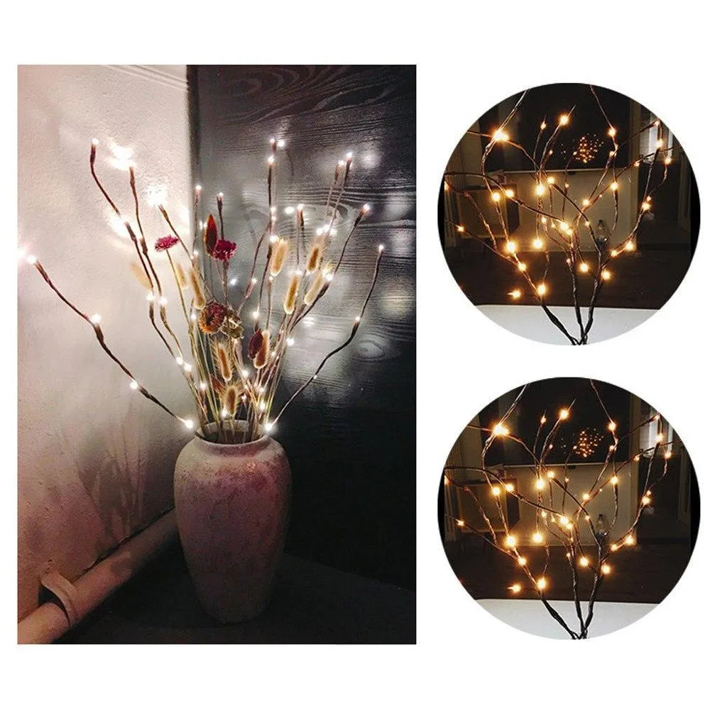 20 LED twig light string, 75cm, five branches, battery operated, for party wedding festival decoration