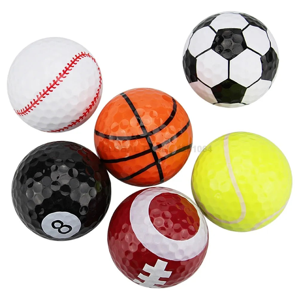 Golf practice ball with soft touch and seamless dimple design in a random colour style