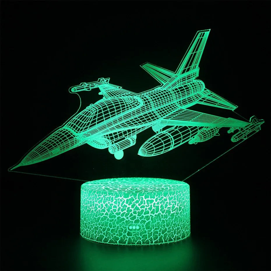 Cartoon airplane shaped wall night light with acrylic panel and touch switch.