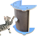 Cat corner scratching pad with hanging ball in room corner for furniture protection