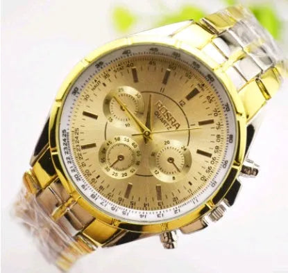 Men's quartz watch with round dial, alloy case, imitation leather strap, World Time feature, casual style