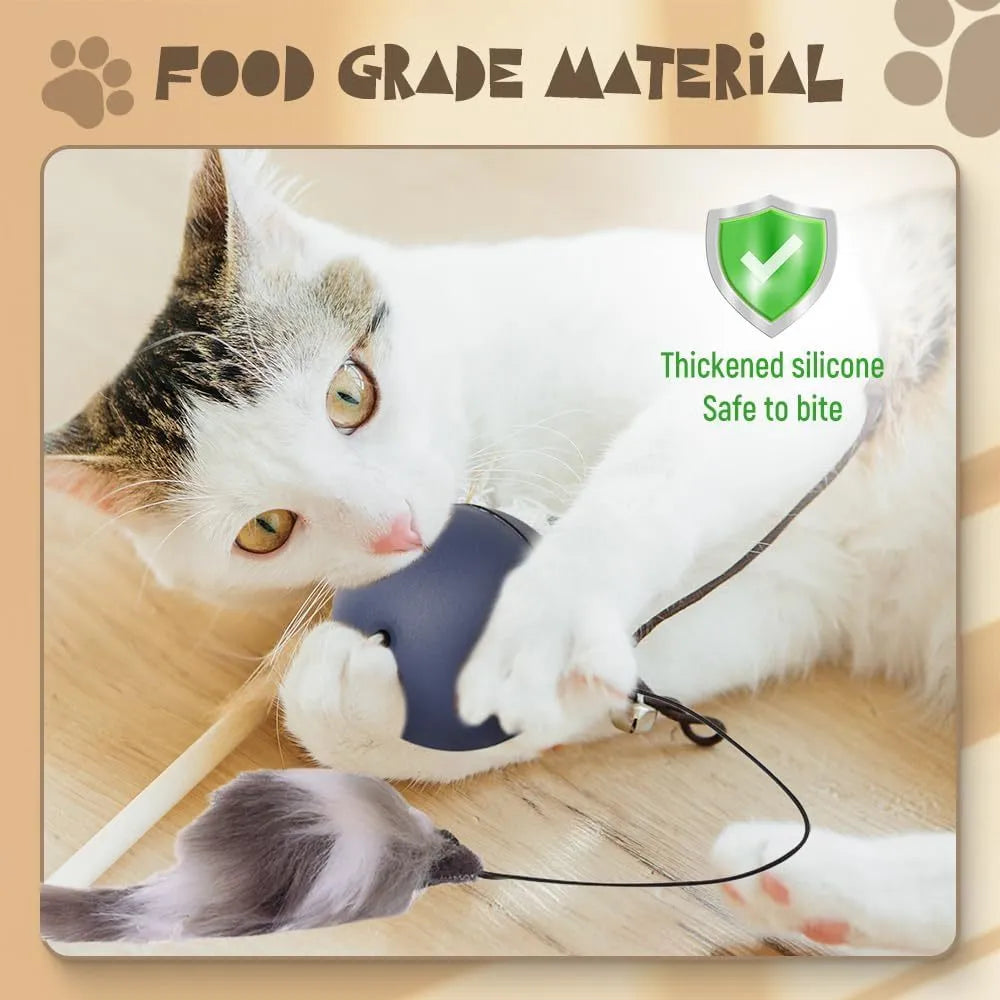 Interactive automatic self-rolling cat ball toy in Blue Orange color, wear-resistant material