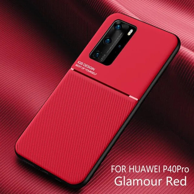 Huawei magnetic friction anti-fall back cover in black with PU leather finish and TPU inner shell for P30 Pro.