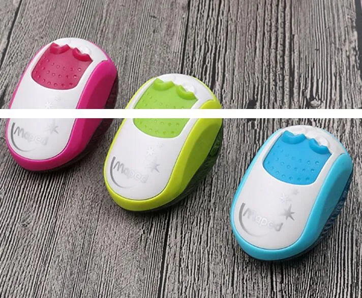 Single hole pencil sharpener with solid closed hole design, for normal and thick rod pencils, random colour