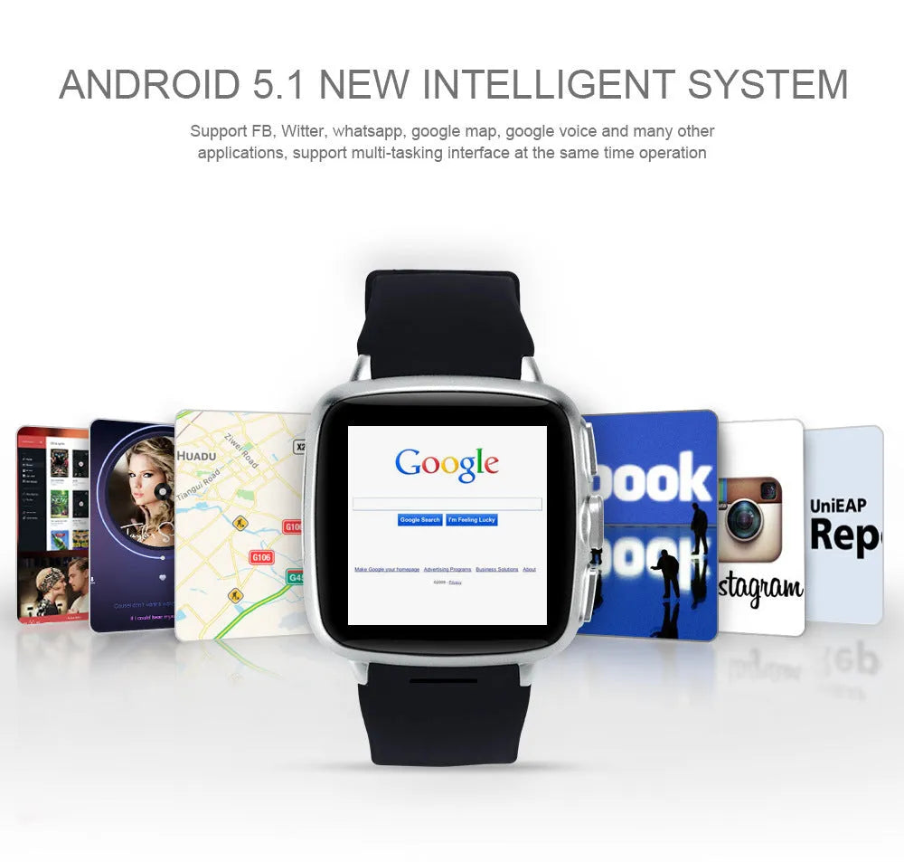 Black and white smart watch with a 1.54-inch touchscreen and camera.